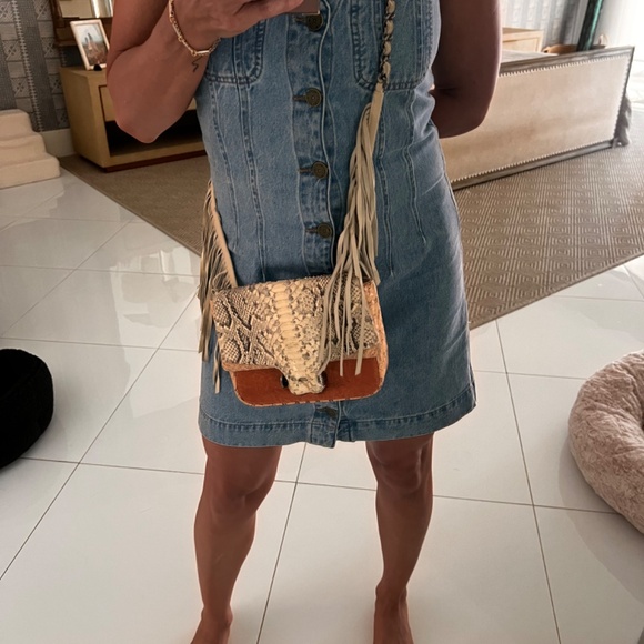 Pantera Fringe Snakeskin and Leather Crossbody Bag - Picture 5 of 5